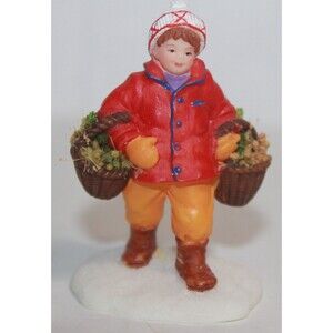 O'Well Girl Carrying Baskets of Flowers Christmas Village Figurine